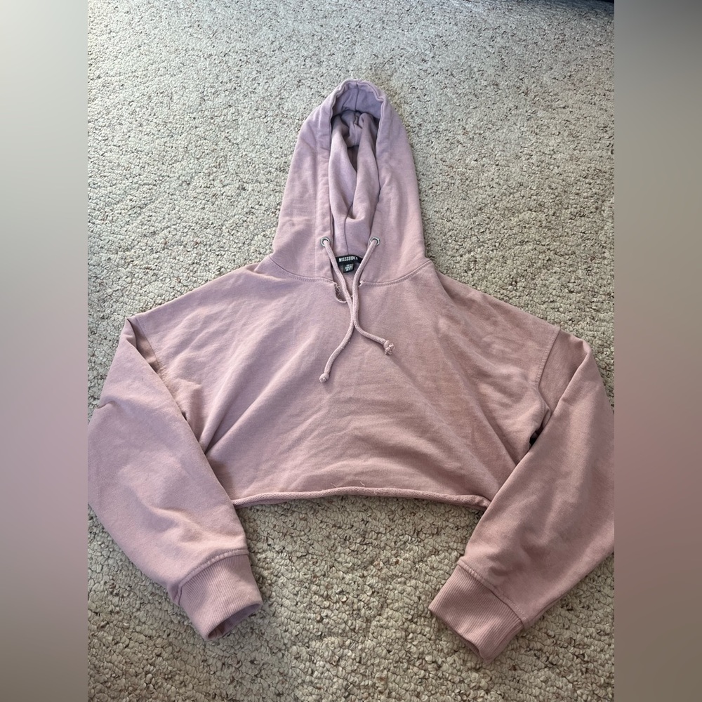 MISSGUIDED Cropped Long Sleeve Hoodie